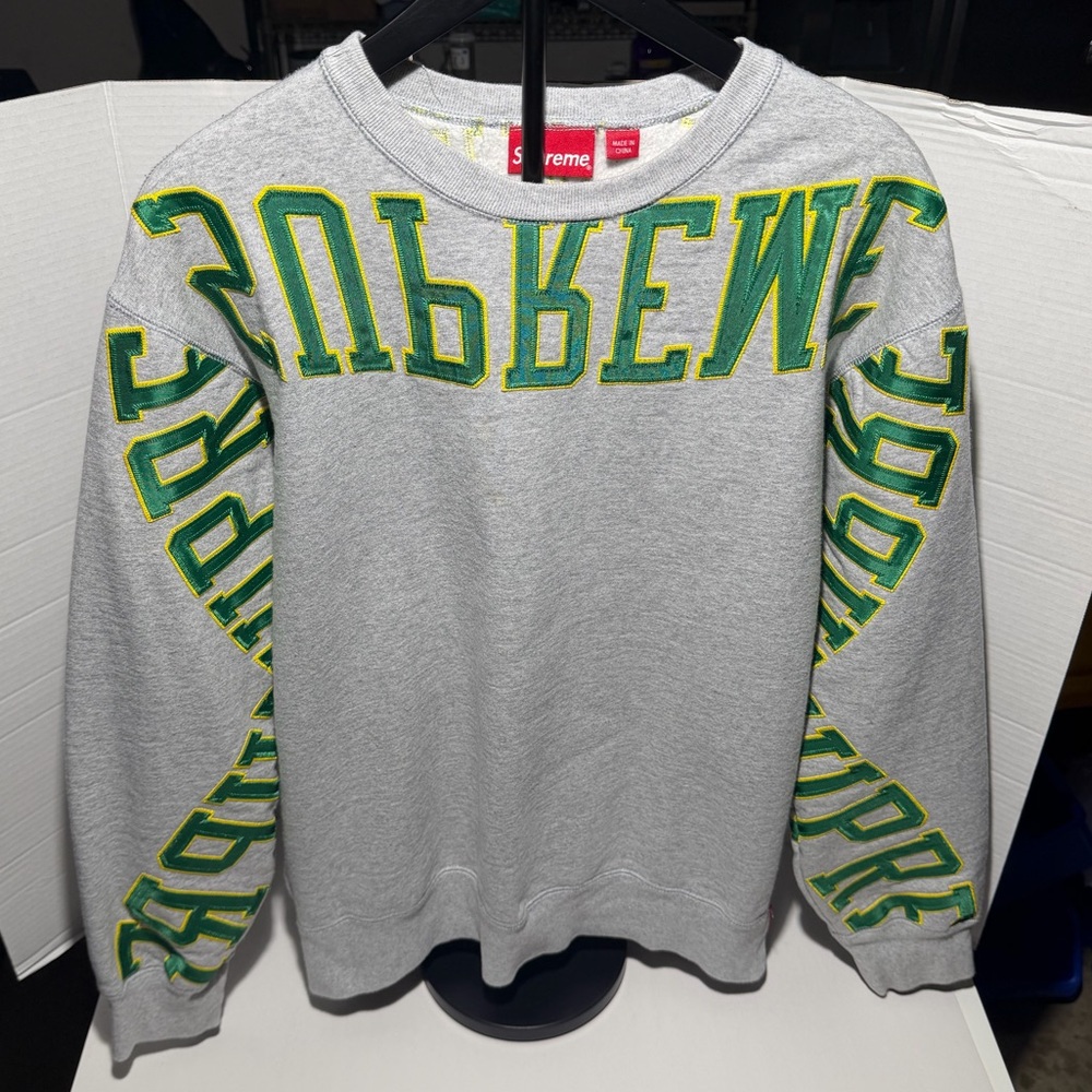 SUPREME 22SS Multi Arc Crewneck Sweatshirt Embroidered Sweat Trainer Grey Used